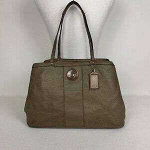 Vintage Coach Signature C Stitch Shoulder Bag - Chic Gray/Bronze Leather Style